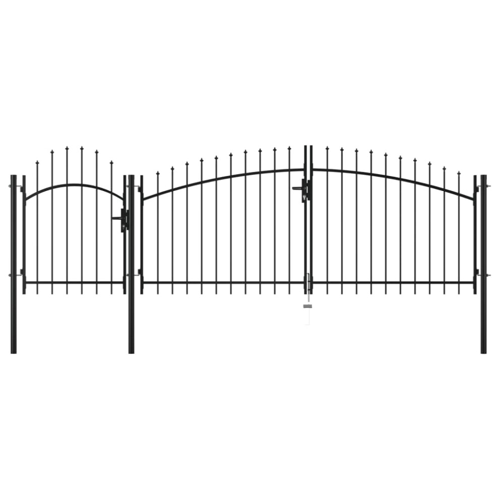 (2.25 x 4 m) vidaXL Garden Gate Steel Black Yard Door Fence Barrier Drive Gates Multi Sizes