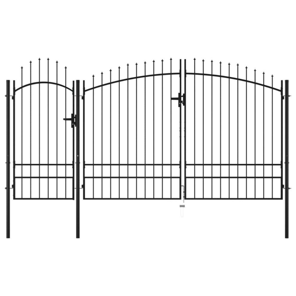 (2.45 x 4 m) vidaXL Garden Gate Steel Black Yard Door Fence Barrier Drive Gates Multi Sizes