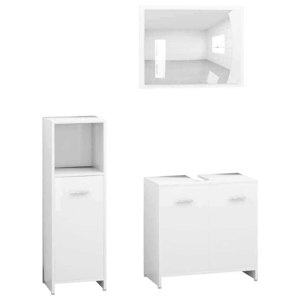 (white) vidaXL Bathroom Furniture Set 3 Piece Engineered Wood Storage Multi Colours