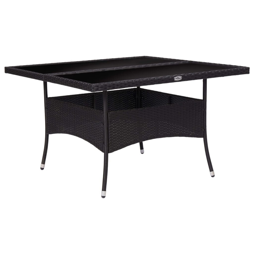 Vidaxl (Black) Solid Acacia Wood Outdoor Garden Dining Table Poly Rattan Multi Colours