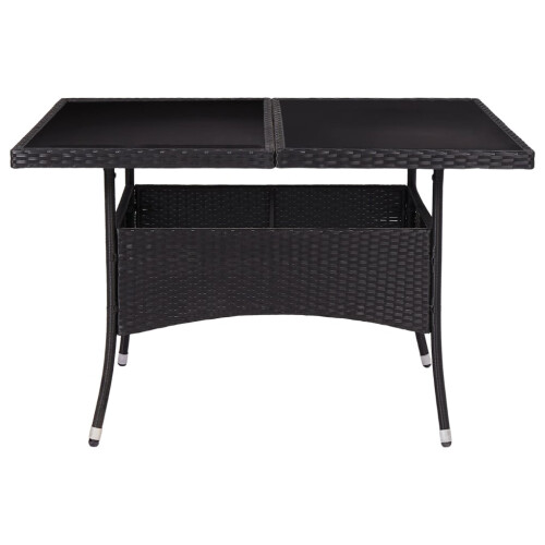 VidaXL (black) vidaXL Solid Acacia Wood Outdoor Garden Dining Table Poly Rattan Multi Colours 2