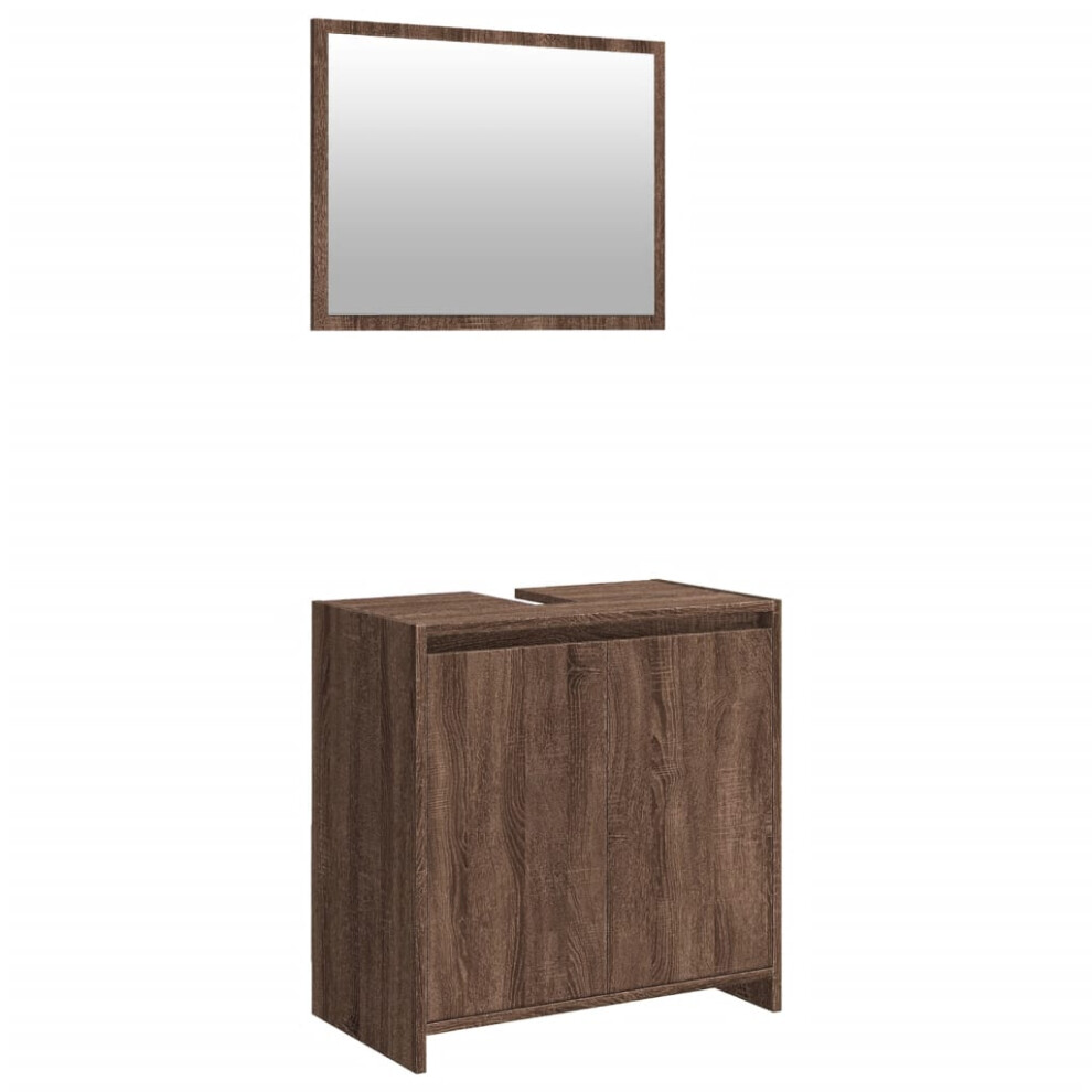 (brown oak) vidaXL Bathroom Furniture Set Vanity Unit Organiser Cabinet Engineered Wood