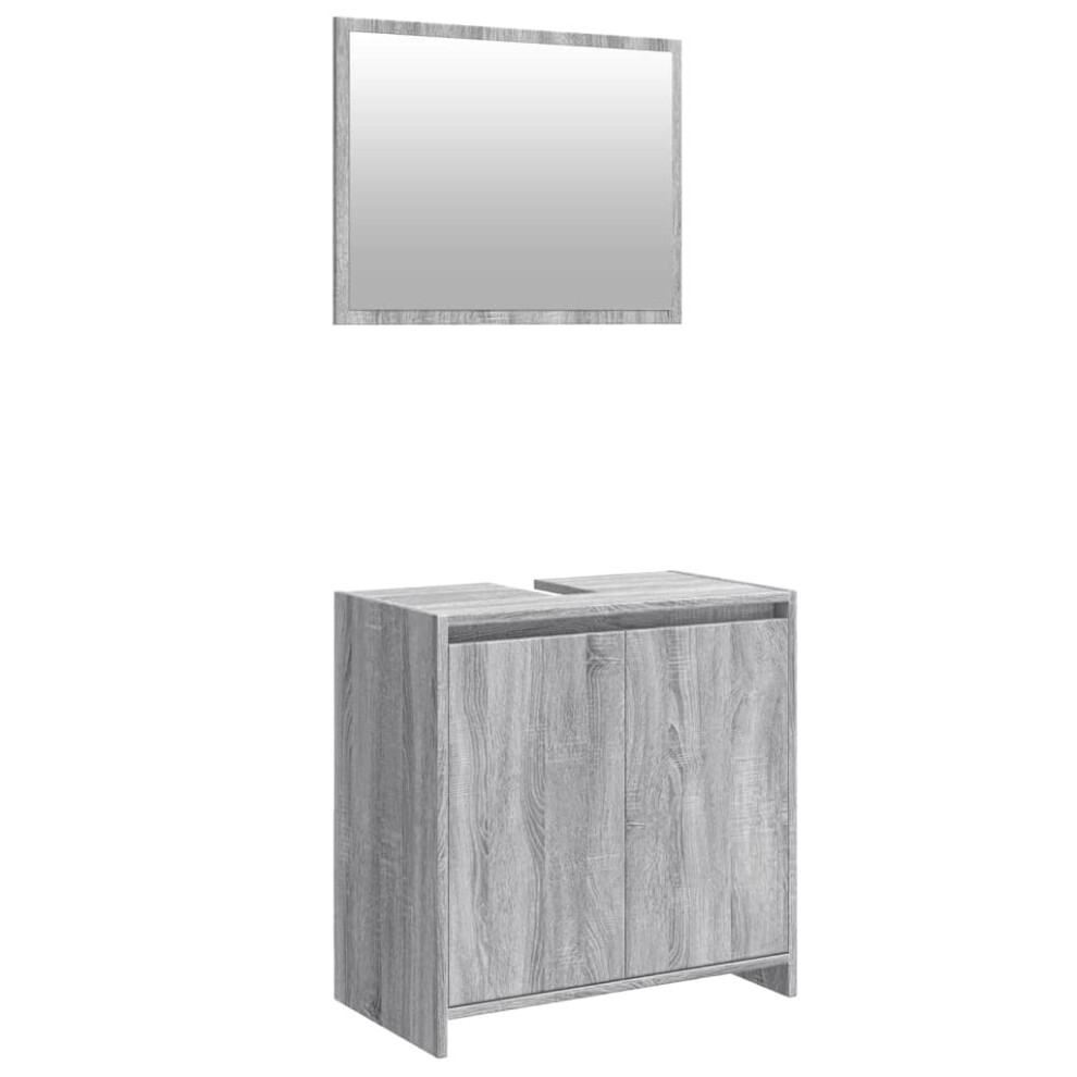 (grey sonoma) vidaXL Bathroom Furniture Set Vanity Unit Organiser Cabinet Engineered Wood