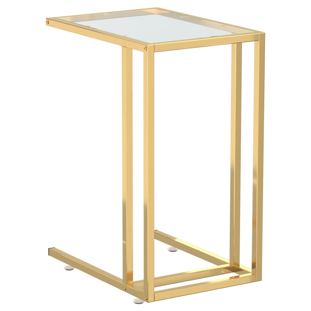 Vidaxl (Gold And Transparent) Computer Side Table Tempered Glass Couch Coffee Table Multi Colours