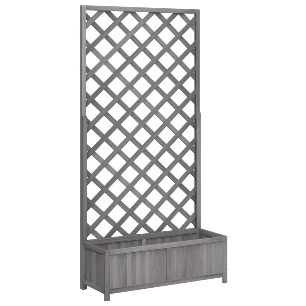 Vidaxl (Grey, 90 X 35 X 180 Cm) Garden Trellis Planter Outdoor Flower Box Raised Bed Solid Firwood