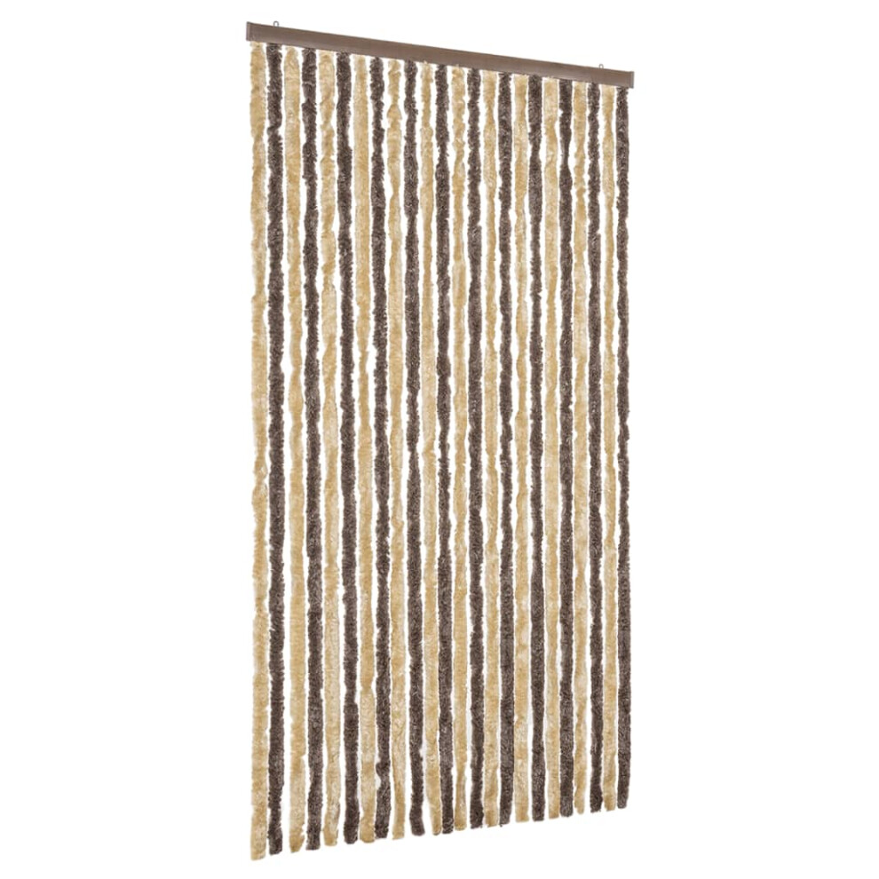 Vidaxl (Dark Brown And Beige, 100 X 220 Cm) Fly Curtain Door Curtain Fly Screen Fly Blind Insect Curtain Chenille