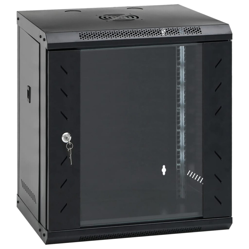 (black, 530 x 400 x 600 mm) vidaXL 9U Wall Mounted Network Cabinet Home Server Rack Data Cabinet 19" IP20