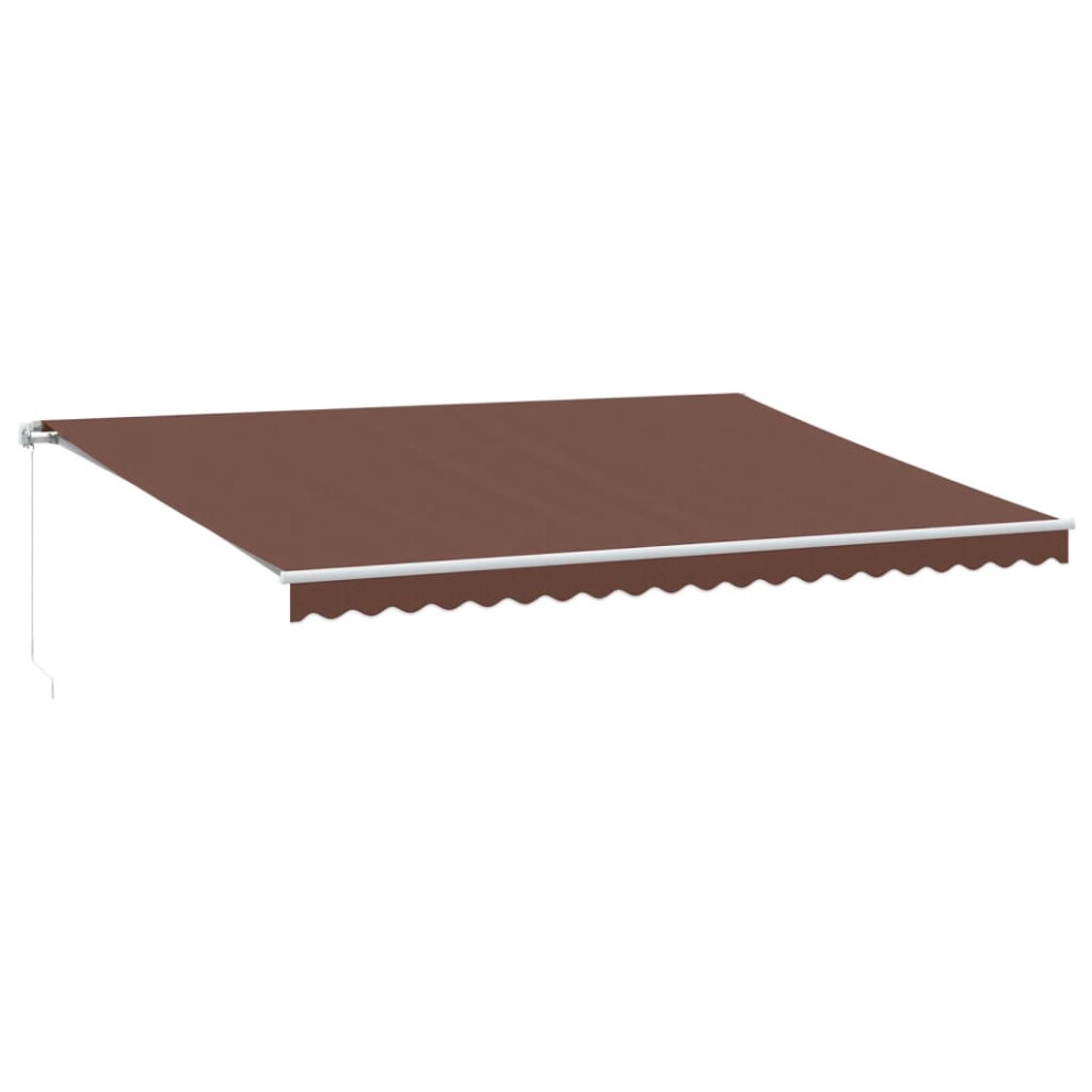 Vidaxl (Brown And White, 500 X 350 Cm) Manual Retractable Awning Folding Outdoor Sunshade Patio Canopy Blind