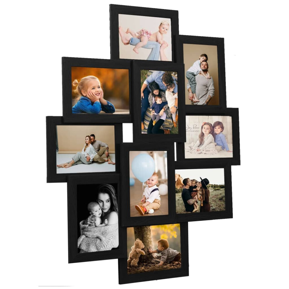 (black, 10 x (10 x 15 cm)) vidaXL Collage Photo Frame MDF for 10x(13x18 cm)/10x(10x15 cm) Multi Colours