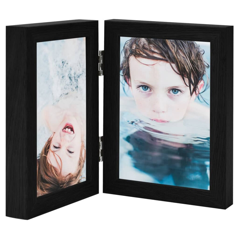 Vidaxl (Black, 2 X (13 X 18 Cm)) Bifold Photo Frame Collage Picture Frame Multi Colours Multi Sizes