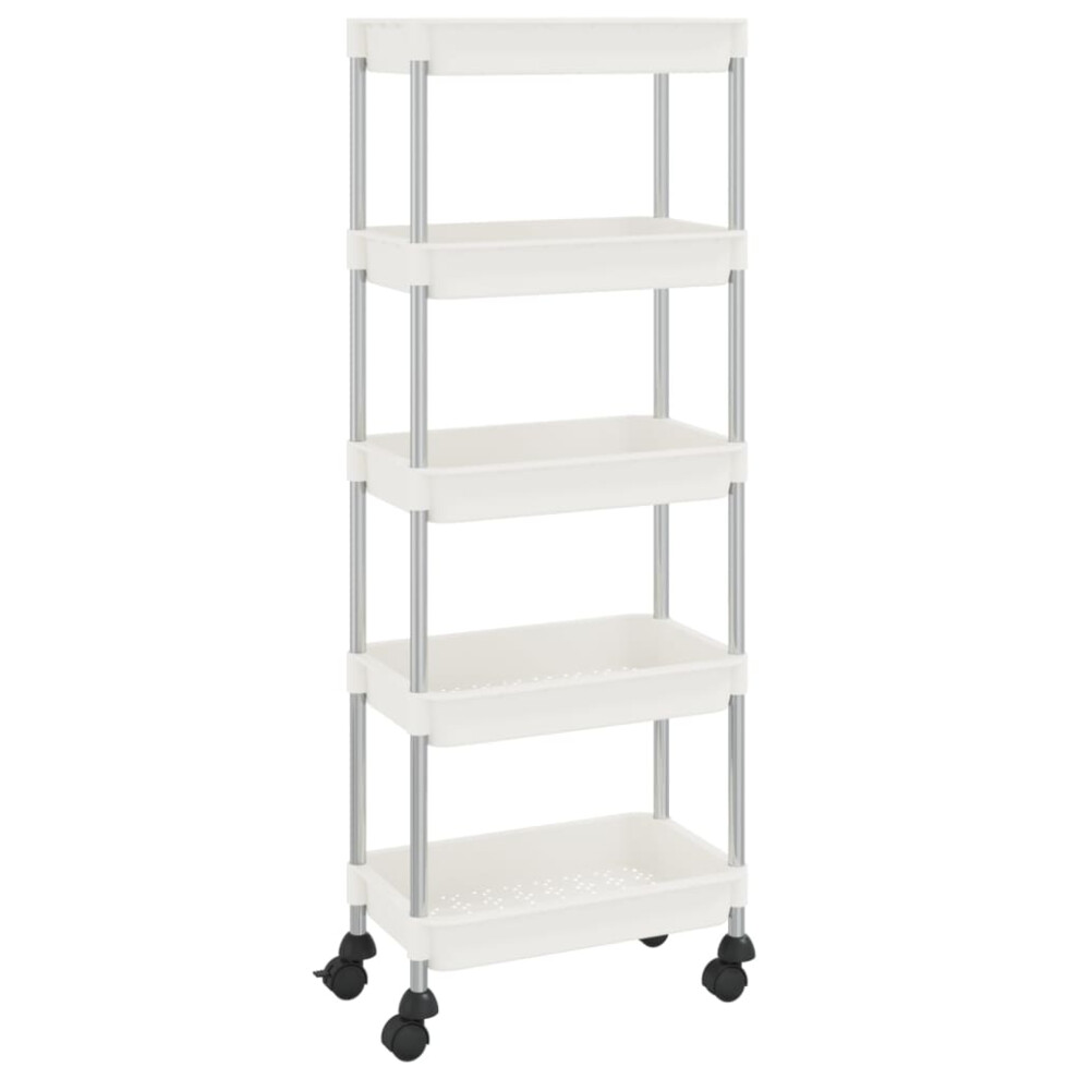 (white) vidaXL 5-Tier Kitchen Trolley Iron and ABS Bathroom Serving Kart Multi Colours