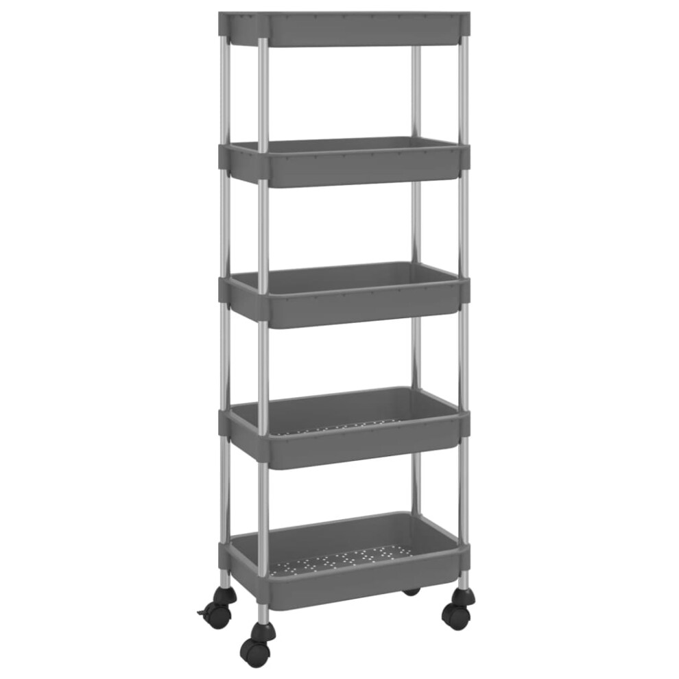 Vidaxl (Grey) 5-Tier Kitchen Trolley Iron And Abs Bathroom Serving Kart Multi Colours