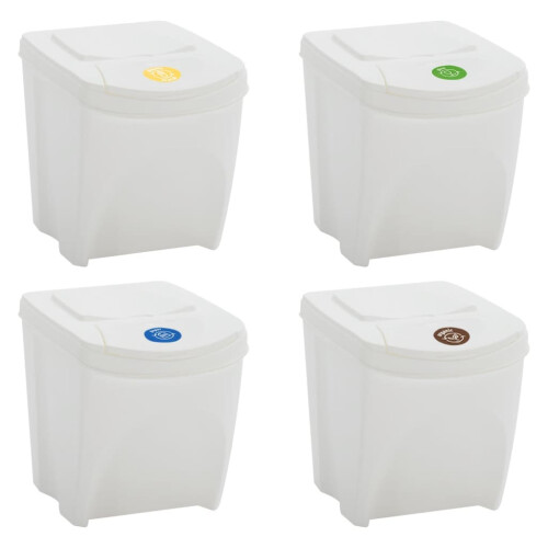 VidaXL vidaXL Stapelbare Mülleimer 4 Stk. Weiß 100 L Polypropylen 2
