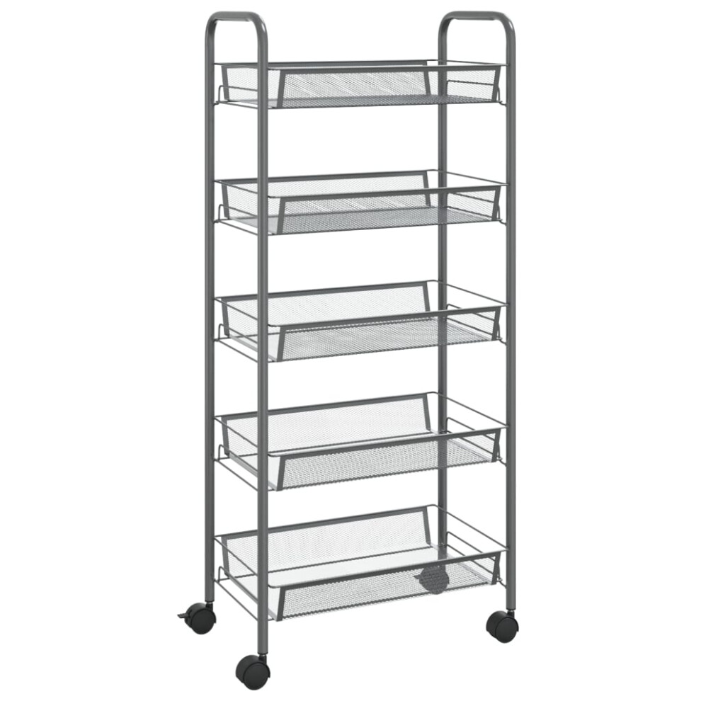 (grey) vidaXL 5-Tier Kitchen Trolley Iron Home Serving Cart Multi Colours Multi Sizes