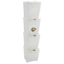 vidaXL Stapelbare Mülleimer 4 Stk. Weiß 100 L Polypropylen