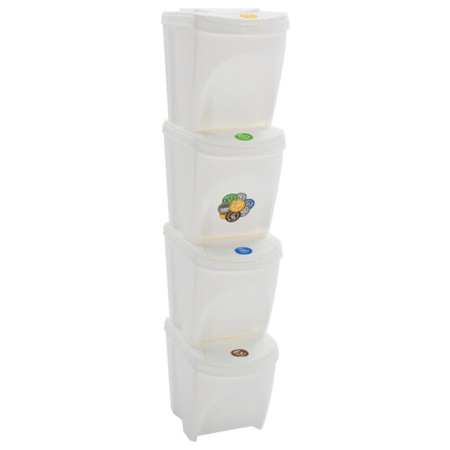 VidaXL vidaXL Stapelbare Mülleimer 4 Stk. Weiß 100 L Polypropylen