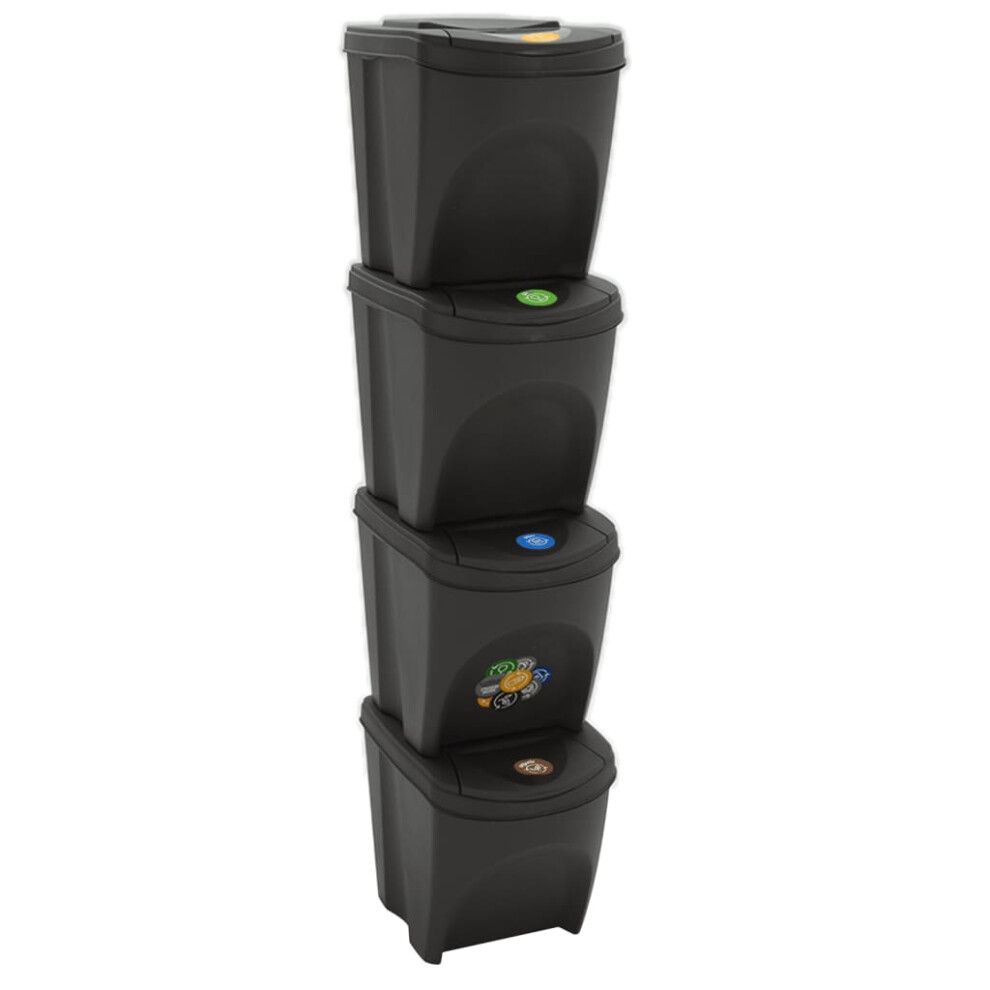 Vidaxl (, 100 L) Stackable Dustbins Outdoor Rubbish Bin Trash Waste Garbage Bin 4 Pcs Grey