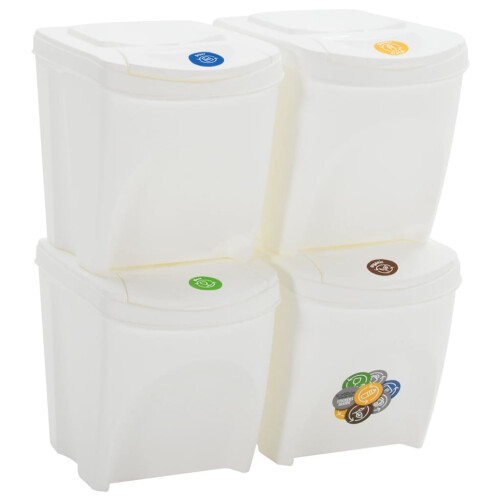 VidaXL vidaXL Stapelbare Mülleimer 4 Stk. Weiß 100 L Polypropylen 1