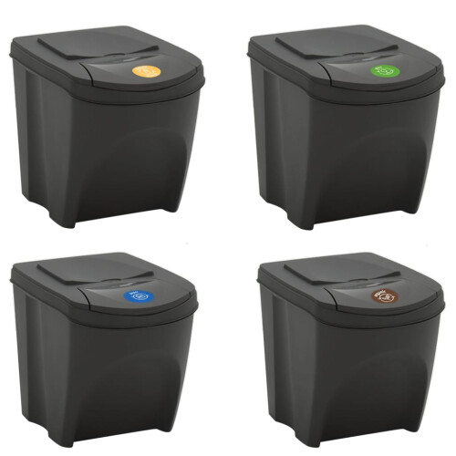 VidaXL vidaXL Stapelbare Mülleimer 4 Stk. Grau 100 L Polypropylen 2
