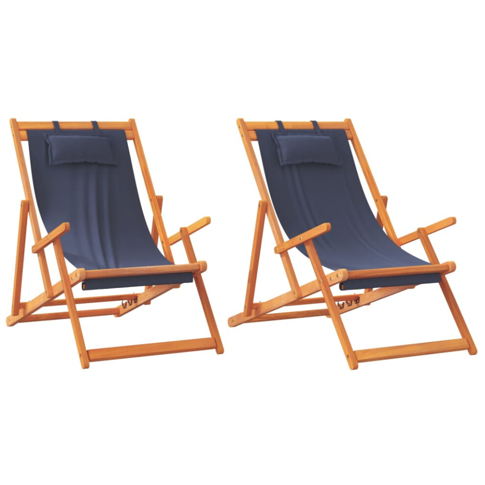 (blue, with armrest/ 2 pcs) vidaXL Folding Beach Chair Outdoor Chair Garden Beach Fabric and Wooden Frame