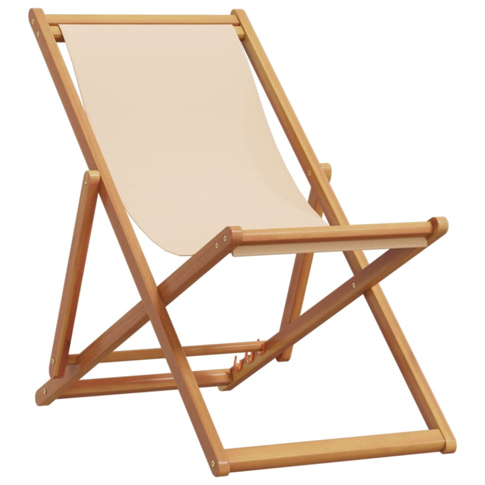 (beige, without armrest/ 1 pcs) vidaXL Folding Beach Chair Outdoor Chair Garden Beach Fabric and Wooden Frame