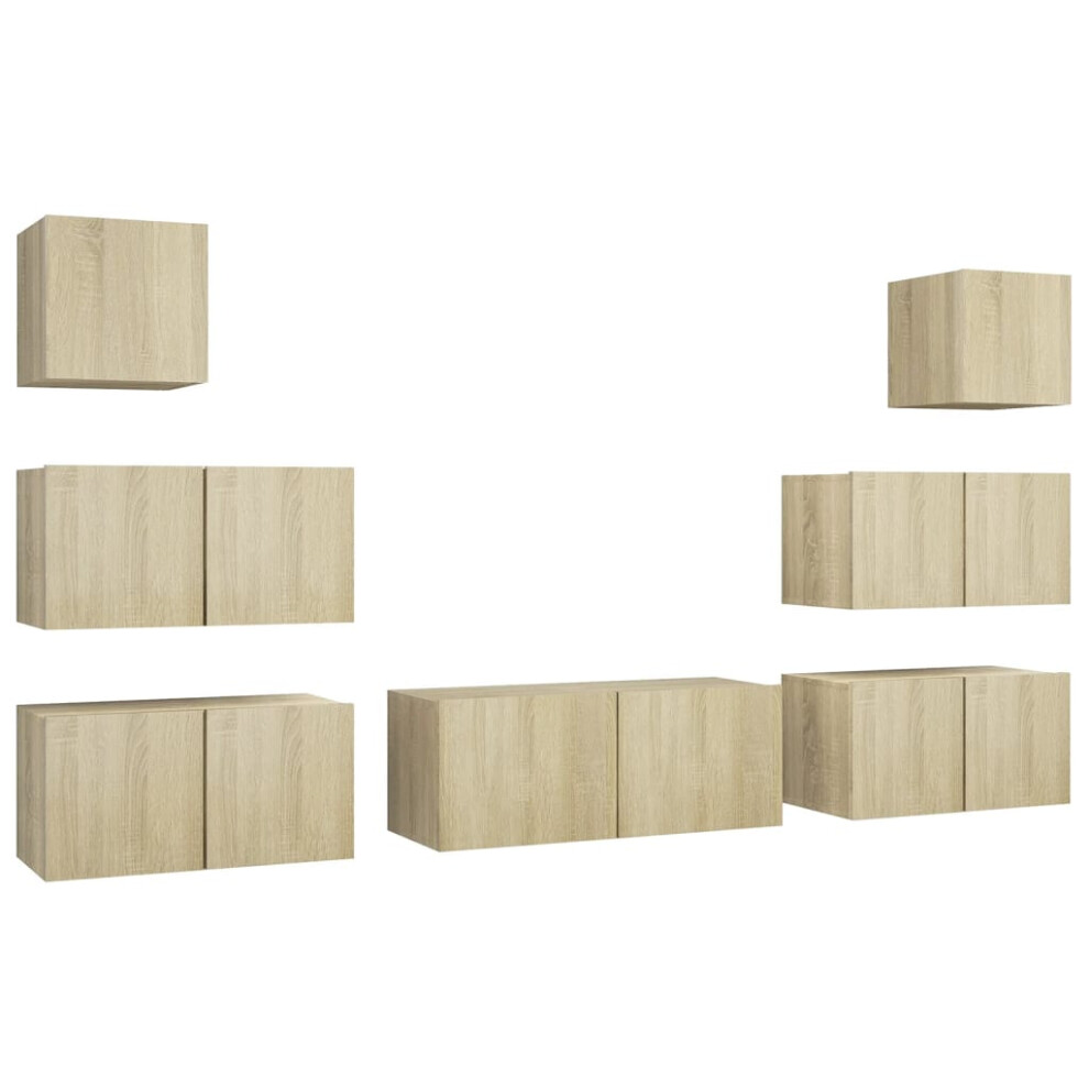 Vidaxl (Sonoma Oak, 80 X 30 X 30 Cm) Tv Cabinet Set Engineered Wood Media Unit Multi Colours/Sizes 7/8 Piece