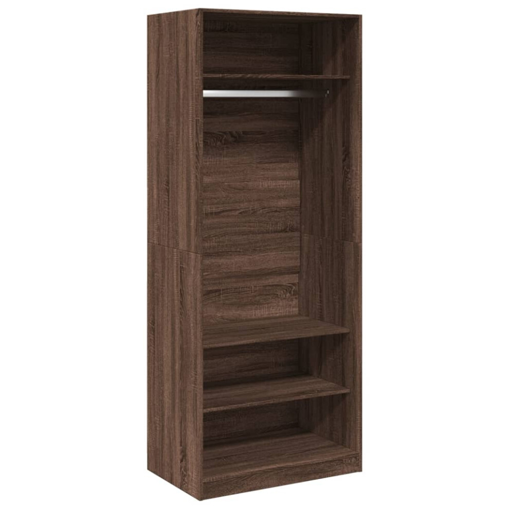 (brown oak, 80 x 50 x 200 cm/ 3 shelves piece) vidaXL Wardrobe Clothing Storage Hanger Clothes Cabinet Closet Engineered Wood