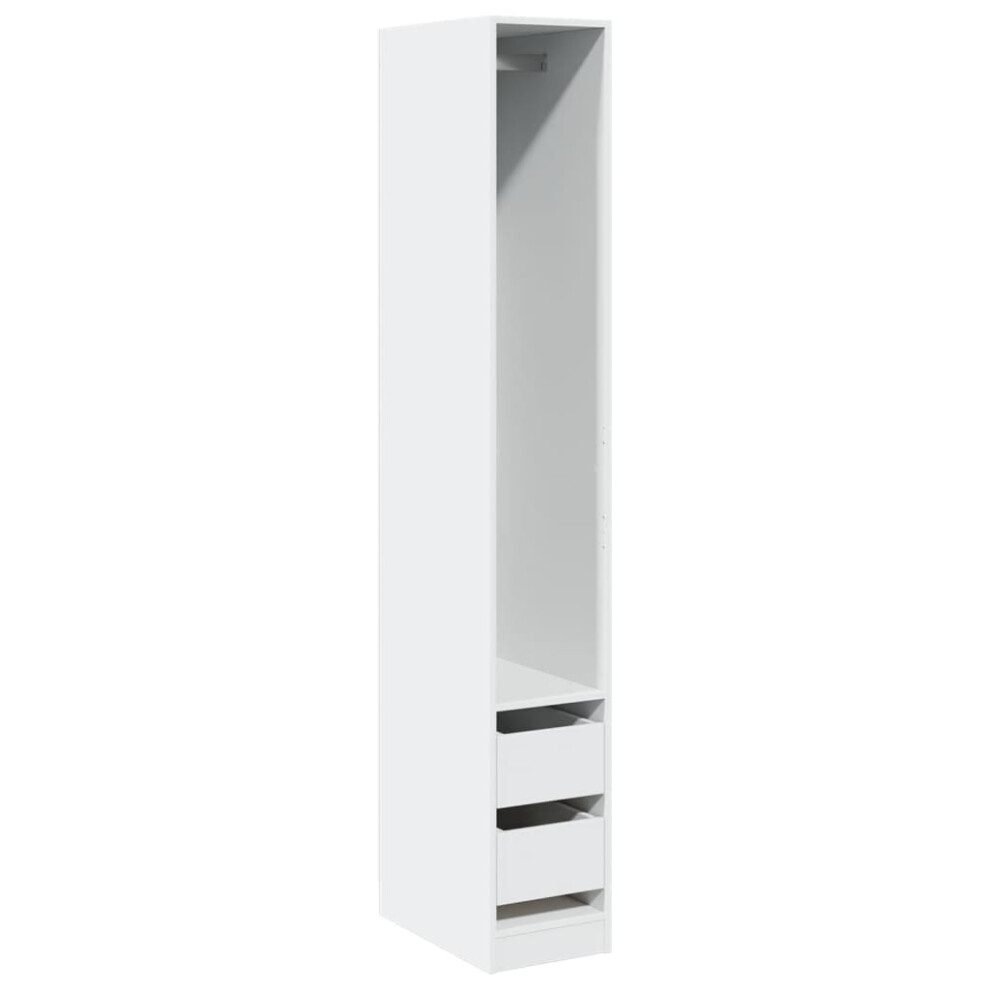 Vidaxl (White, 30 X 50 X 200 Cm/ 2 Drawers Piece) Wardrobe Clothing Storage Hanger Clothes Cabinet Closet Engineered Wood
