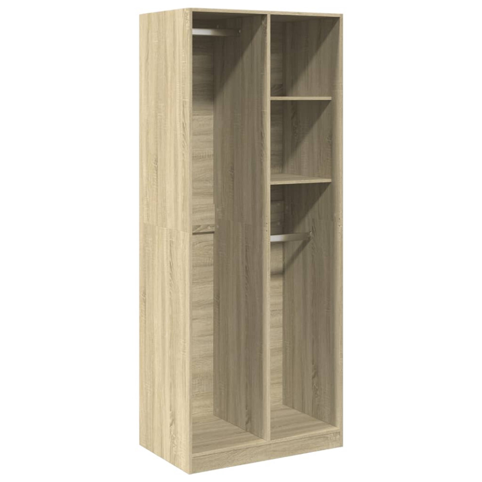 (sonoma oak, 80 x 50 x 200 cm/ 2 shelves piece) vidaXL Wardrobe Clothing Storage Hanger Clothes Cabinet Closet Engineered Wood