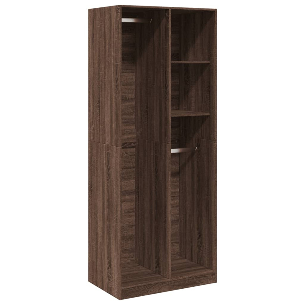 (brown oak, 80 x 50 x 200 cm/ 2 shelves piece) vidaXL Wardrobe Clothing Storage Hanger Clothes Cabinet Closet Engineered Wood