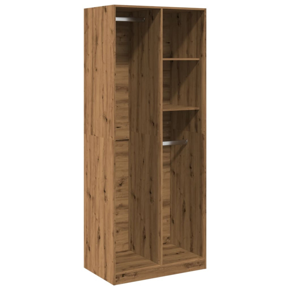 (oak, 80 x 50 x 200 cm/ 2 shelves piece) vidaXL Wardrobe Clothing Storage Hanger Clothes Cabinet Closet Engineered Wood