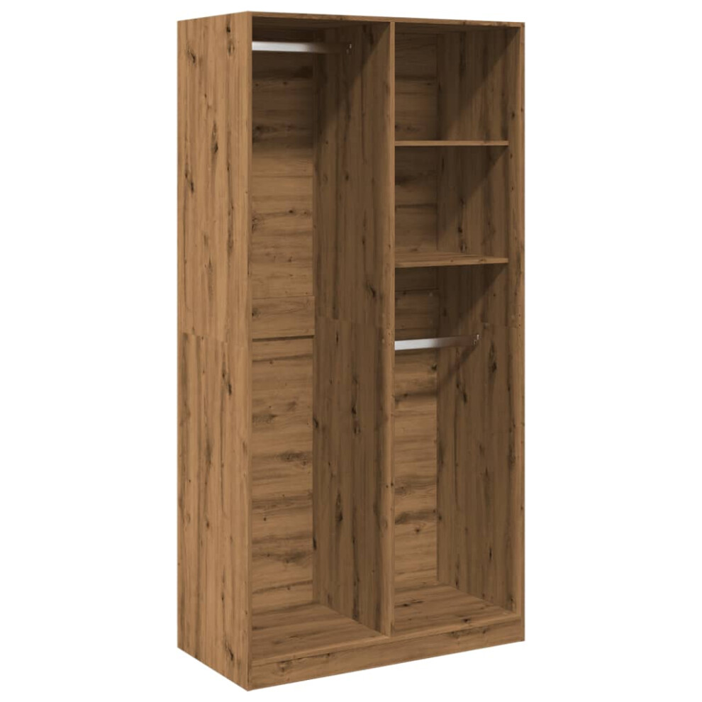 (oak, 100 x 50 x 200 cm/ 2 shelves piece) vidaXL Wardrobe Clothing Storage Hanger Clothes Cabinet Closet Engineered Wood