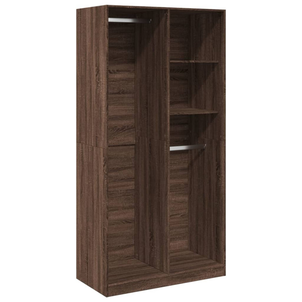 (brown oak, 100 x 50 x 200 cm/ 2 shelves piece) vidaXL Wardrobe Clothing Storage Hanger Clothes Cabinet Closet Engineered Wood