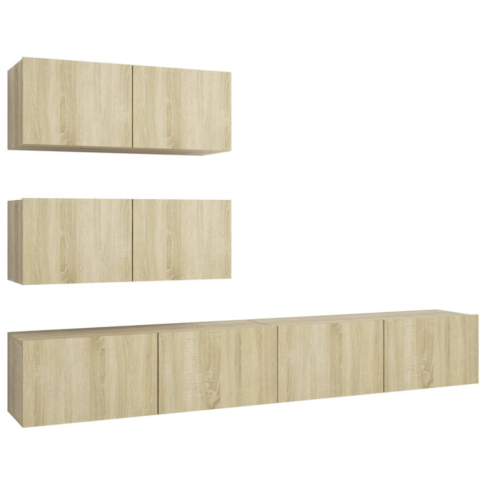 Vidaxl (Sonoma Oak, 100 X 30 X 30 Cm) Tv Cabinet Set 4 Piece Chipboard Hanging Tv Unit 60/100Cm Multi Colours