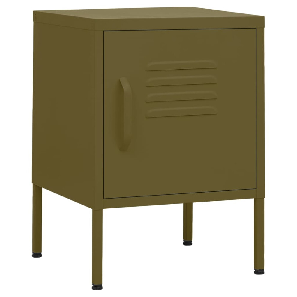 (olive green, 1 pcs) vidaXL 1/2x Nightstand Steel Bedside Bed Side Storage Cabinet Multi Colours