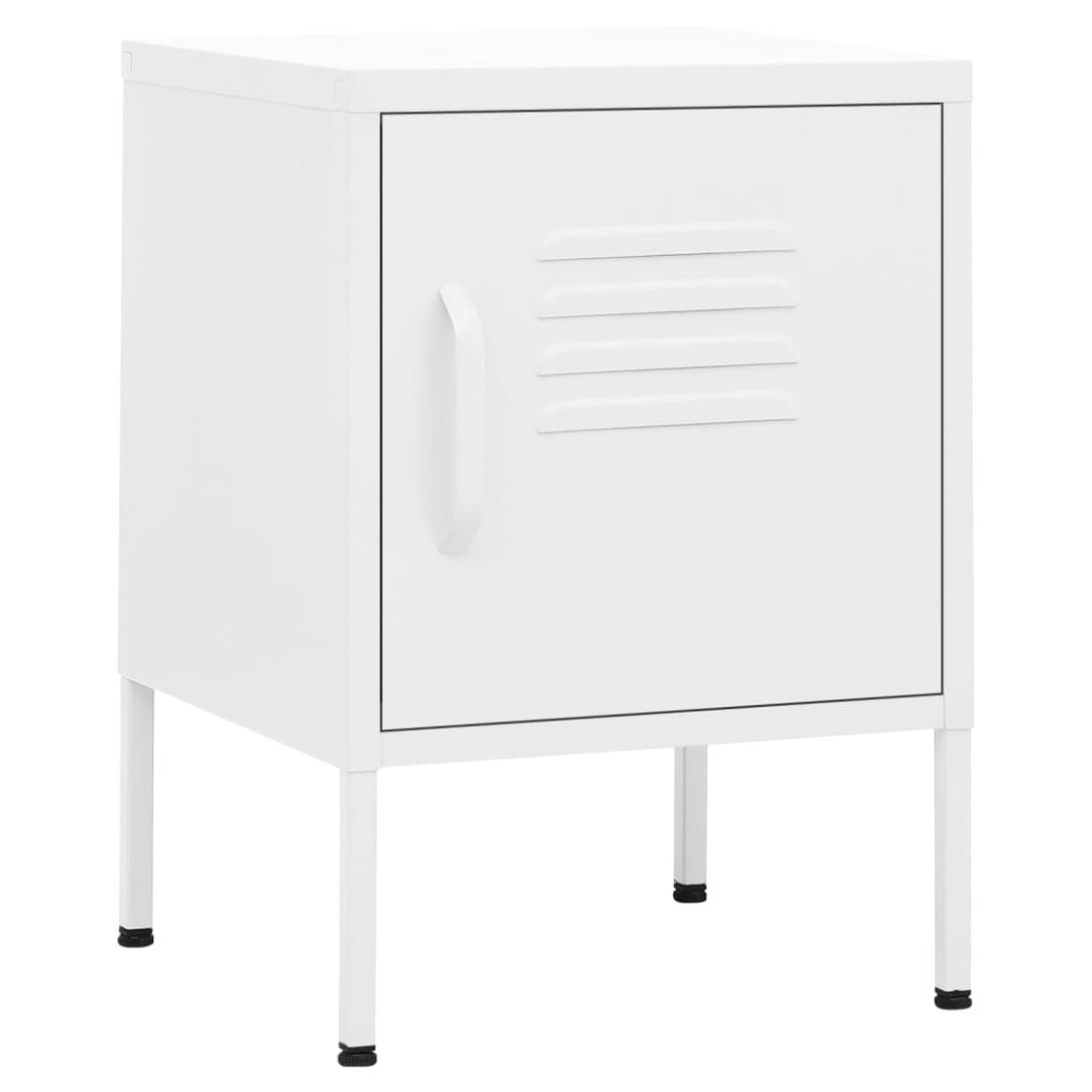 Vidaxl (White, 1 Pcs) 1/2X Nightstand Steel Bedside Bed Side Storage Cabinet Multi Colours