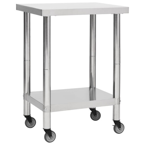 VidaXL (60 x 45 x 85 cm) vidaXL Kitchen Work Table with Wheels Home Gastronomy Workable Multi Sizes