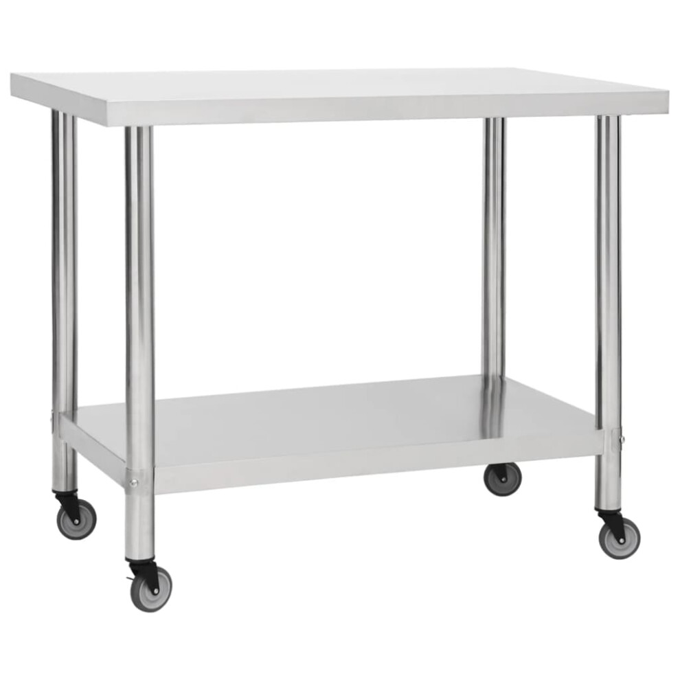 (100 x 45 x 85 cm) vidaXL Kitchen Work Table with Wheels Home Gastronomy Workable Multi Sizes