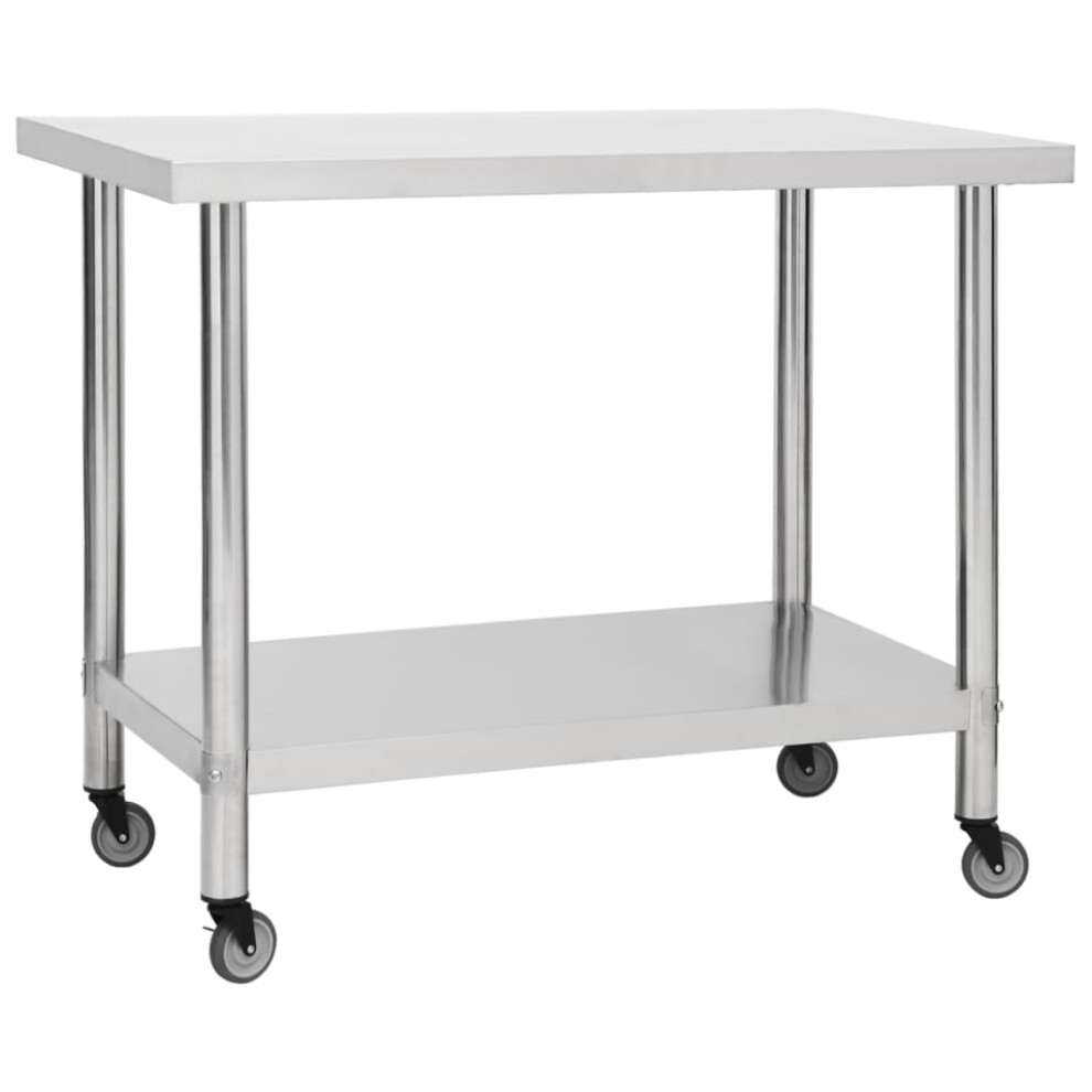 (100 x 30 x 85 cm) vidaXL Kitchen Work Table with Wheels Home Gastronomy Workable Multi Sizes