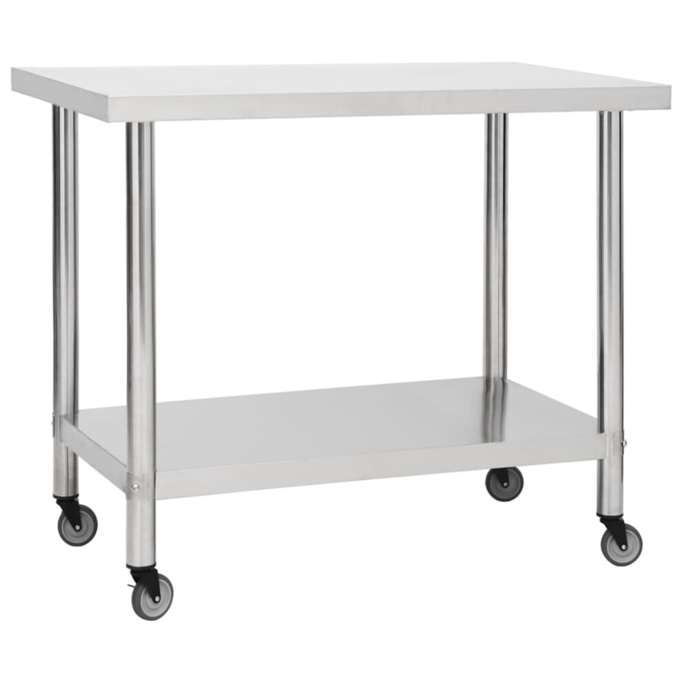 (80 x 60 x 85 cm) vidaXL Kitchen Work Table with Wheels Home Gastronomy Workable Multi Sizes