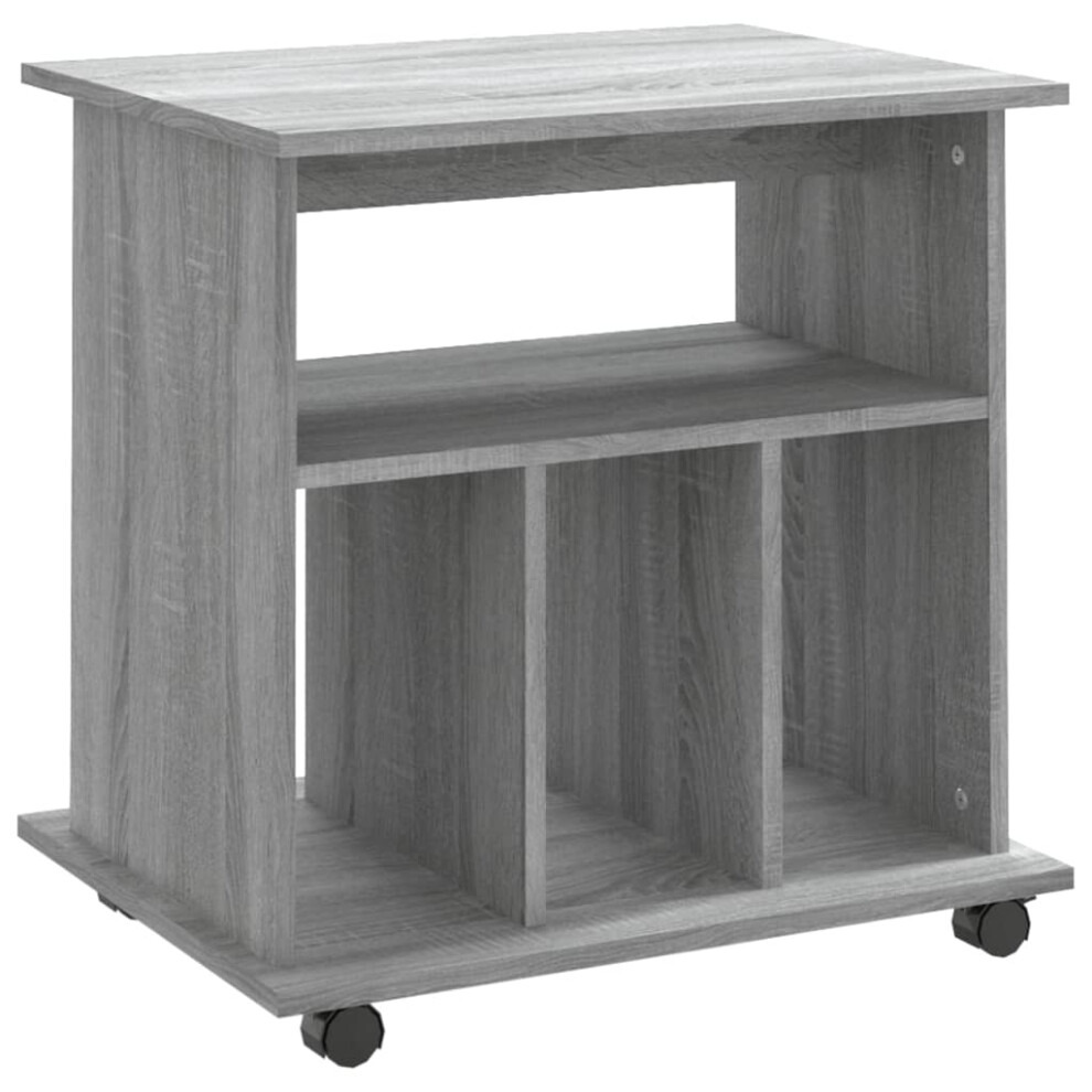 vidaXL Rolling Cabinet Grey Sonoma 60x45x60 cm Engineered Wood Storage Organizer - Image 3