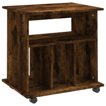 (smoked oak) vidaXL Rolling Cabinet Office Side Table Hall Drawer Cabinet Engineered Wood