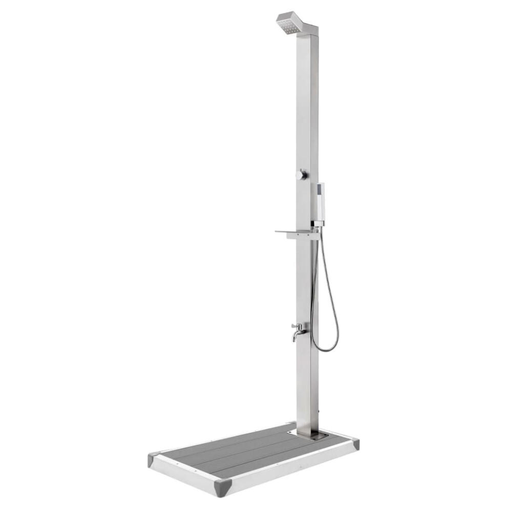 (grey, 80 x 62 x 5 cm) vidaXL Garden Shower with Base Stainless Steel Brown/Grey 110x62x5/80x62x5 cm