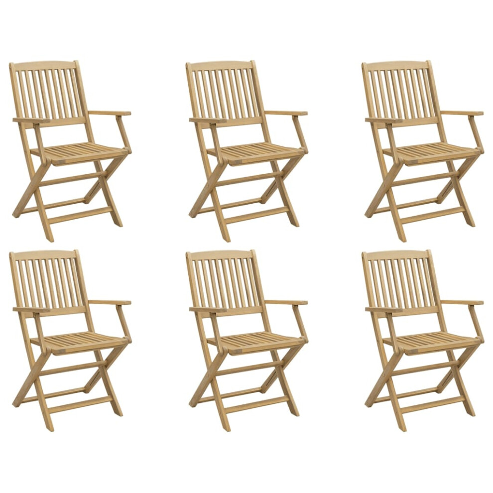 (with armrest, 6 pcs) vidaXL Folding Outdoor Chair Foldable Garden Dining Chair Solid Wood Acacia