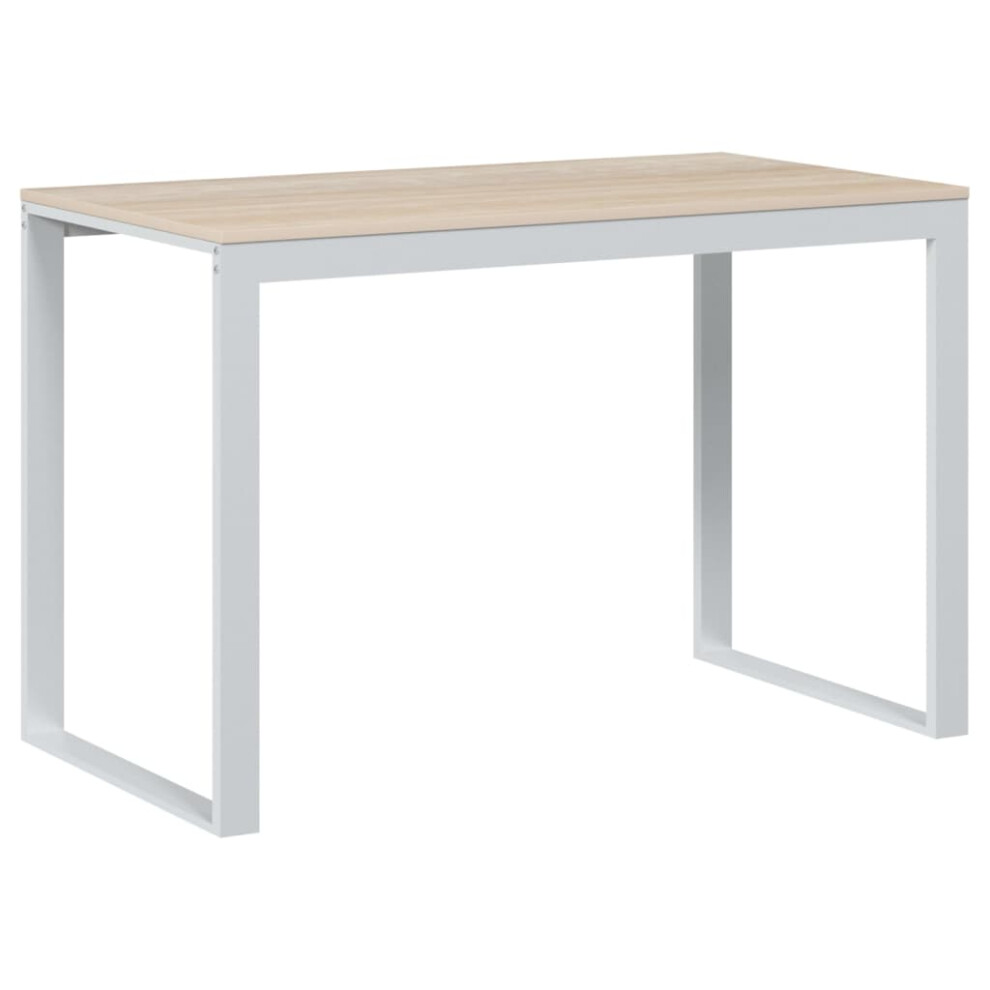 (white And oak) vidaXL Computer Desk Black And Oak Engineered Wood Office Writing Corner Desk