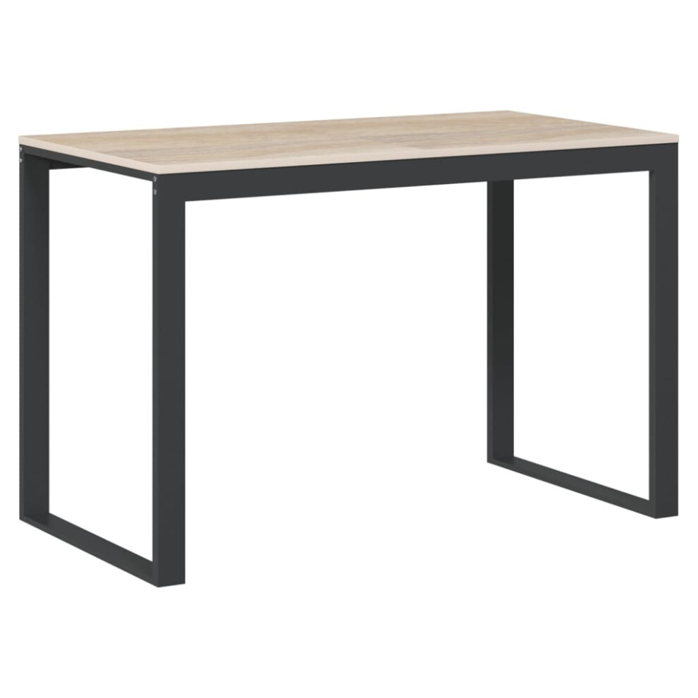 (black and oak) vidaXL Computer Desk Black and Oak Engineered Wood Office Writing Corner Desk