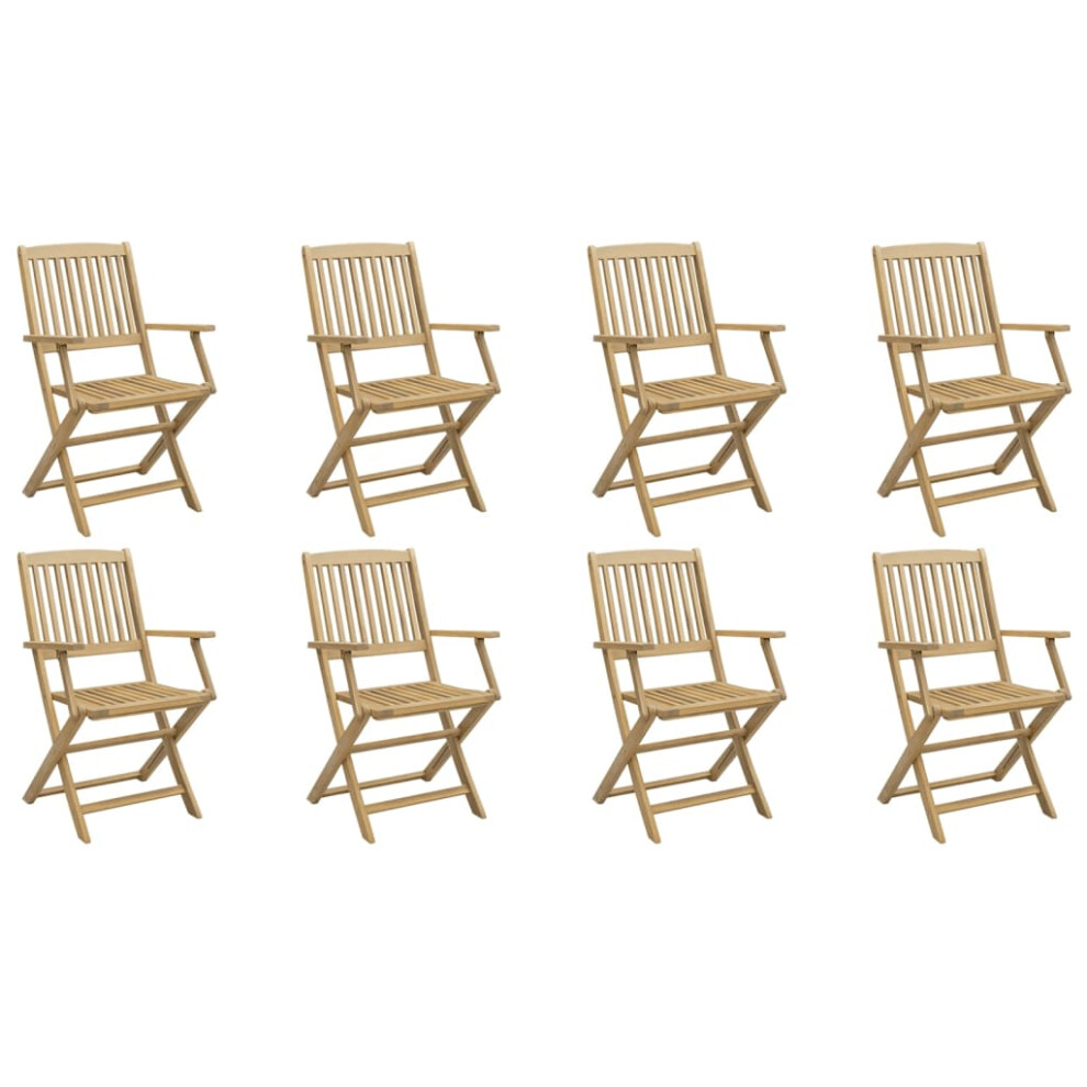 Vidaxl (With Armrest, 8 Pcs) Folding Outdoor Chair Foldable Garden Dining Chair Solid Wood Acacia
