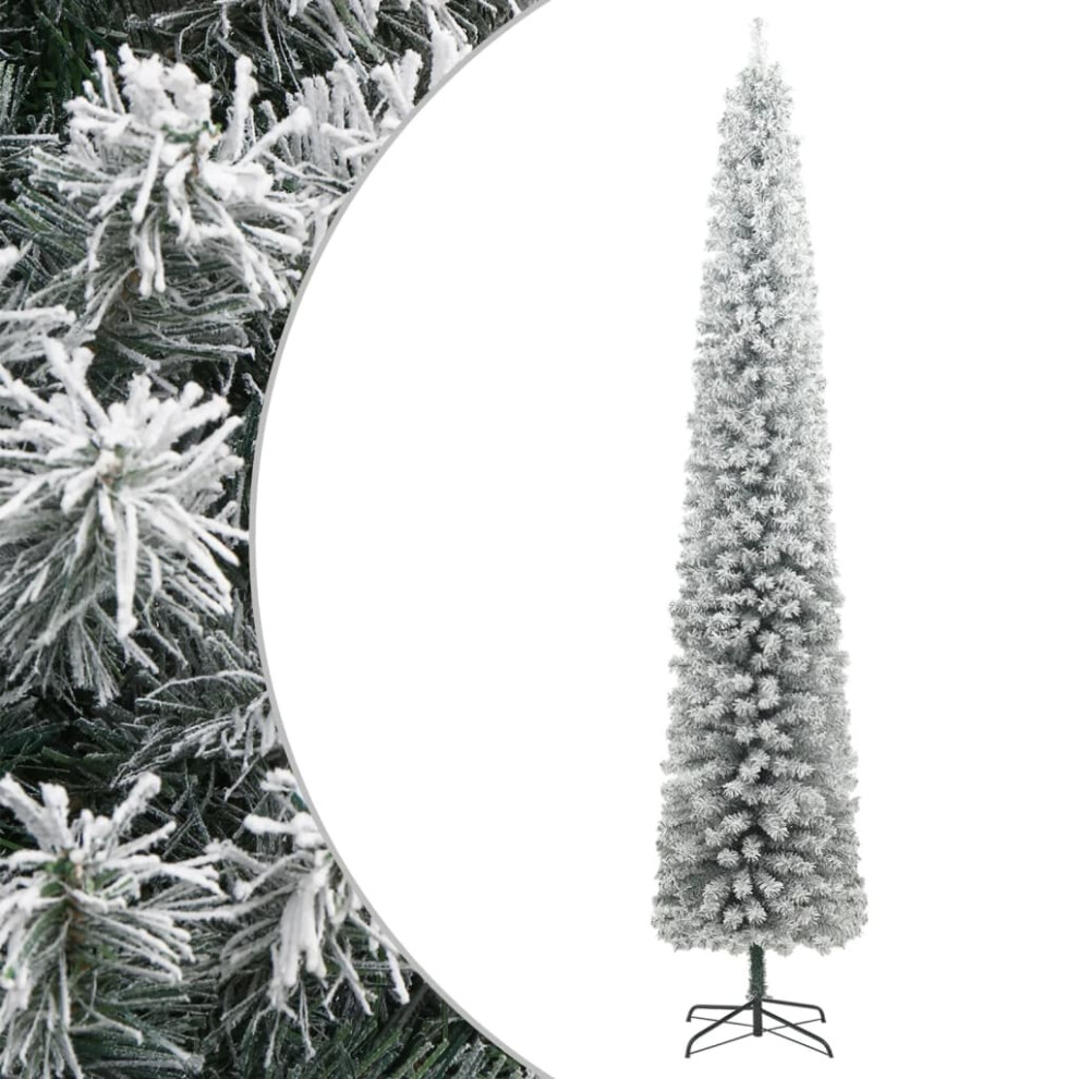 VIDAXL Artificial Christmas Tree - Slim Pencil - 270 cm - White - Flocked Snow - Image 2