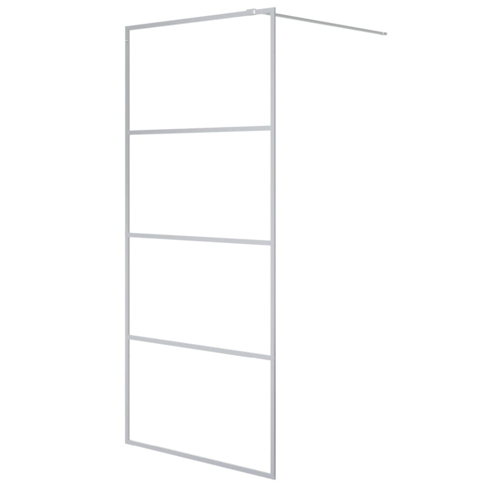 Vidaxl Walk-In Shower Wall Silver 90X195 Cm Clear Esg Glass Shower Screen