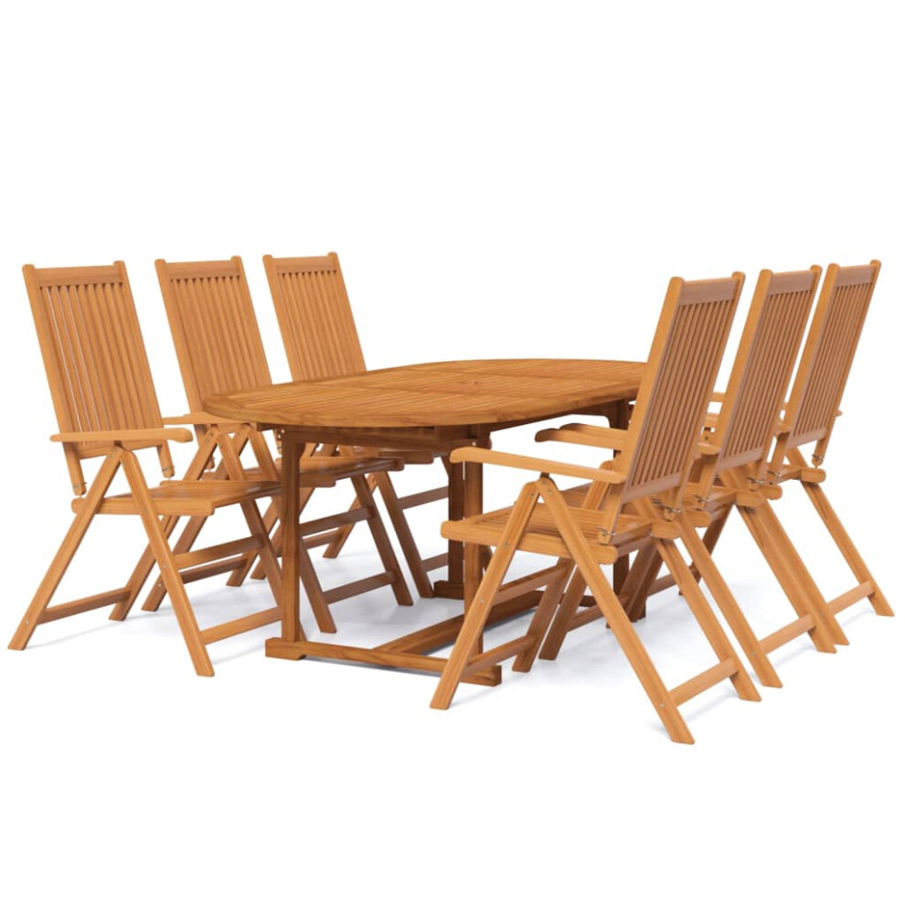 (oval, 7 piece) vidaXL Solid Wood Acacia Garden Dining Set Table 5/7 Piece Oval/Rectangular